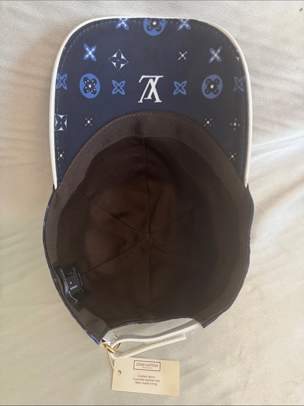 Louis Vuitton Dark Blue Monogram Baseball Cap w/ White Leather Trim🔥New! - Picture 6 of 8
